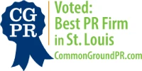 Award ribbon indicating that CGPR was voted best PR firm in St. Louis.